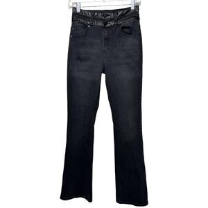 KanCan Jeans Womens 6 28" Black Jeanie High Rise Bootcut Jeans Fading Whiskering